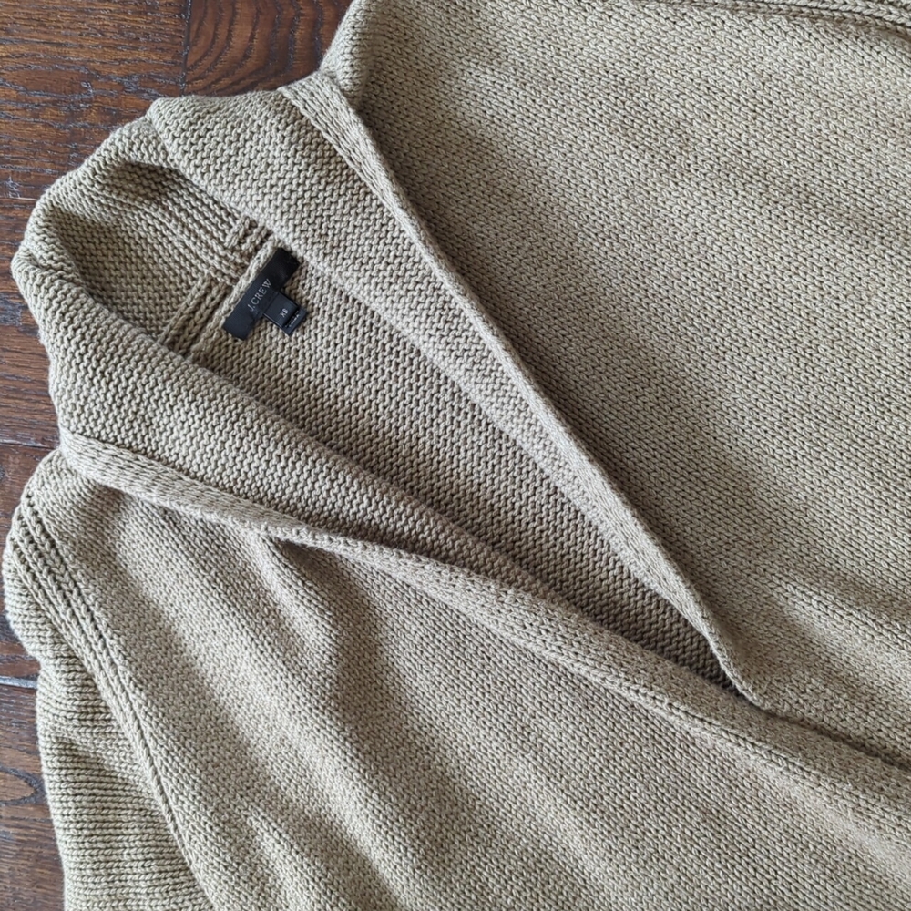 J. CREW I Oversized Tan Cotton & Wool Blend Open-Front Long Cardigan Sweater, XS